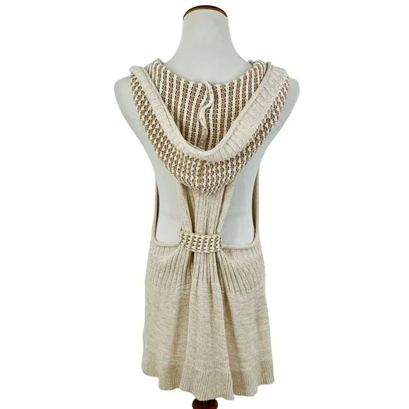 RARE Free People Boho Sleeveless Hooded Textured Knit Cardigan | Coastal Grandma - Picture 6 of 11